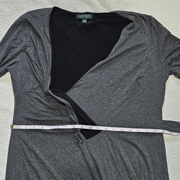 Ralph Lauren Heather Gray Buckle Faux Wrap Dress - Picture 9 of 9